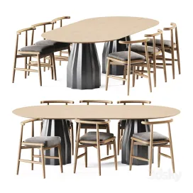 Wooden Burin Table By Viccarbe And Chair Emilia By Meridiani